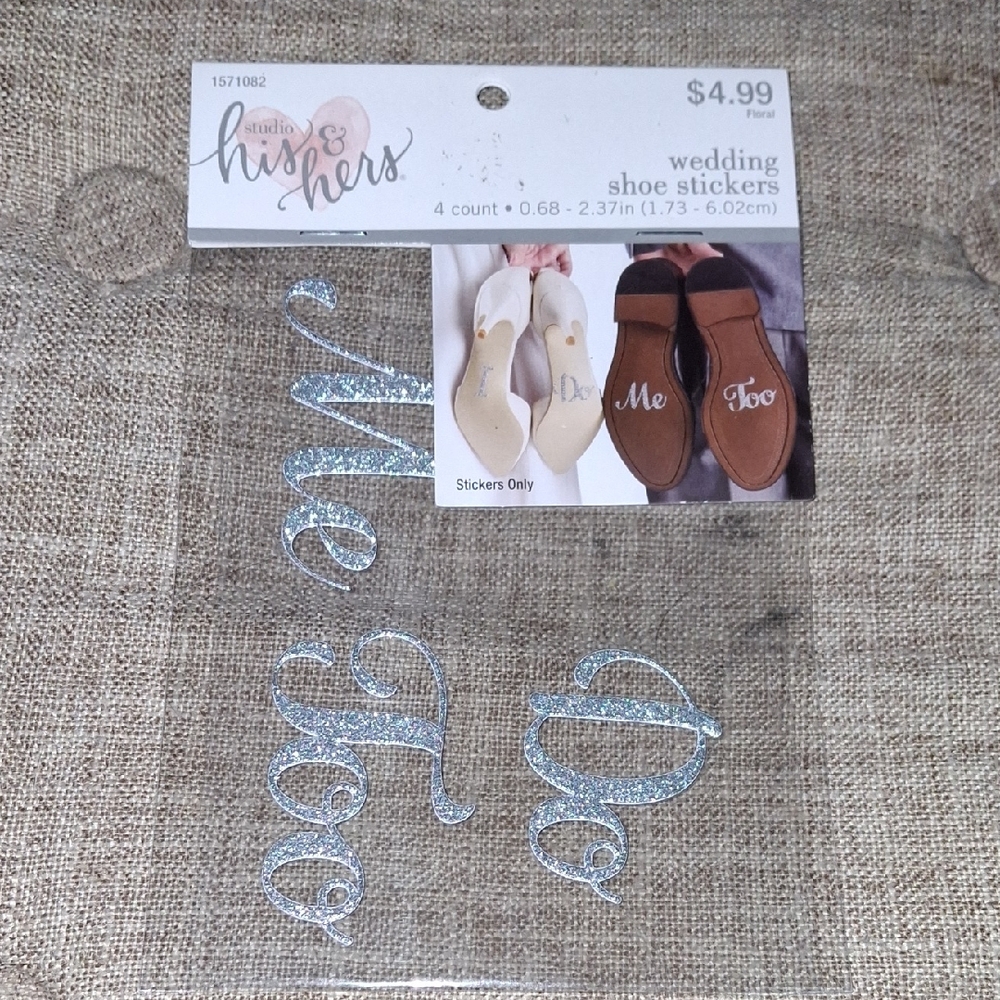 Studio His & Hers Wedding Shoe Stickers - Silver Glitter